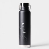 Eleganter schwarzer Name beschriftet Trinkflasche (Vorne)
