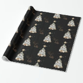 Eleganter schwarzer Neujahrsfrostbaum Kiefer Geschenkpapier (Ungerollt)