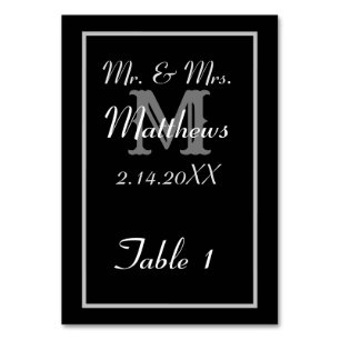 Eleganter Schwarzer Osten in Monogramm. Jahreshoch Tischnummer