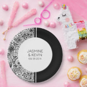 Eleganter schwarzer Paisley auf dem Bildschirm "We Pappteller (Party)