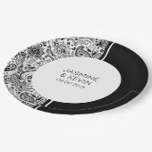 Eleganter schwarzer Paisley auf dem Bildschirm "We Pappteller (Schrägansicht)