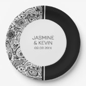 Eleganter schwarzer Paisley auf dem Bildschirm "We Pappteller (Vorderseite)