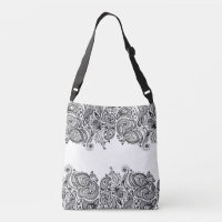 Eleganter schwarzer Paisley Spitzen Weißer Hinterg