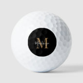 Eleganter schwarzer personalisierter Monogramm-Nam Golfball (Vorderseite)