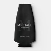 Eleganter Schwarzer Personalisierter Trauzeuge Flaschenkühler (Vorderseite)