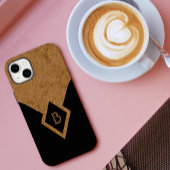 Eleganter schwarzer Pinstripe und Tan Monogram Case-Mate iPhone Hülle