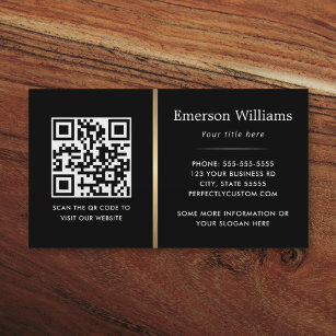 Eleganter, schwarzer QR-Code, goldener Gradientent Visitenkarte