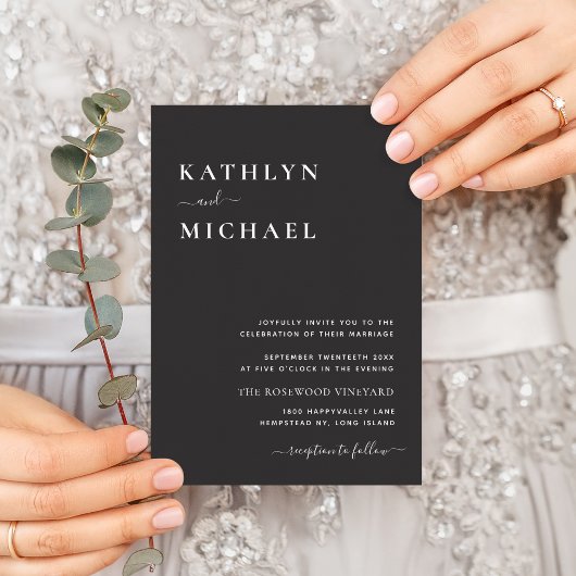 Eleganter schwarzer QR-Code in einer modernen Hoch Einladung