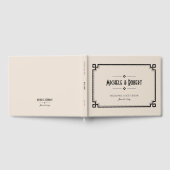 Eleganter Schwarzer Rahmen Art Deco Beige Hochzeit Gästebuch (Voll)