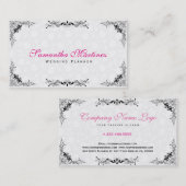Eleganter schwarzer Rahmen mit weißen Damasken Visitenkarte (Vorne/Hinten)