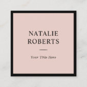 Eleganter Schwarzer Rahmen Rosa Minimalistisch Quadratische Visitenkarte (Vorderseite)