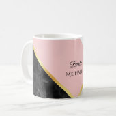 Eleganter schwarzer rosa Farbmarmorierungblock mit Kaffeetasse (Vorderseite Links)