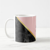 Eleganter schwarzer rosa Farbmarmorierungblock mit Kaffeetasse (Links)