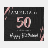 Eleganter Schwarzer Rosa Wasserfarbe 50. Geburtsta Fleecedecke (Vorderseite (Horizontal))