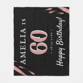 Eleganter Schwarzer Rosa Wasserfarbe 60. Geburtsta Fleecedecke (Vorderseite)