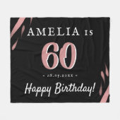 Eleganter Schwarzer Rosa Wasserfarbe 60. Geburtsta Fleecedecke (Vorderseite (Horizontal))