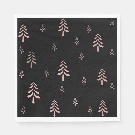 Eleganter schwarzer Rosa Weihnachtsbaum Serviette (Vorderseite)