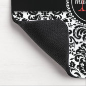 Eleganter schwarzer roter Damast personalisiert Mousepad (Ecke)
