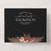 Eleganter schwarzer Rustikaler Pampas QR Code Hoch All In One Einladung (Rückseite)