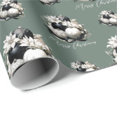 Eleganter schwarzer Salbei, grünes Elfenbein Weihn Geschenkpapier (Rolleneckpunkt)