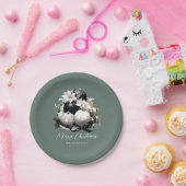 Eleganter schwarzer Salbei, grünes Elfenbein Weihn Pappteller (Party)