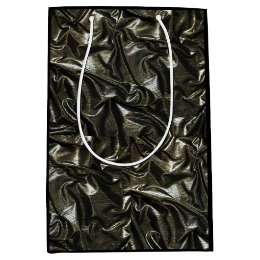 Eleganter Schwarzer Satin-Look Mittlere Geschenktüte (Vorderseite)