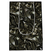 Eleganter Schwarzer Satin-Look Mittlere Geschenktüte (Rückseite)