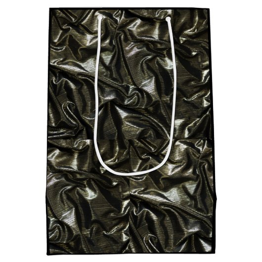 Eleganter Schwarzer Satin-Look Mittlere Geschenktüte (Rückseite)