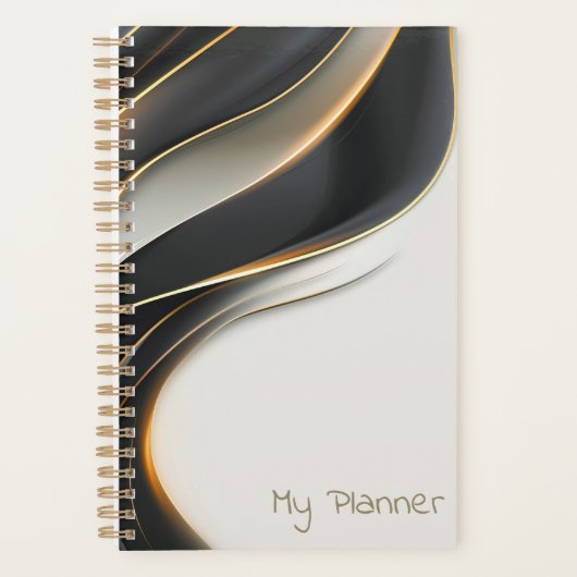 Eleganter schwarzer Schleier personalisiert Planer (Vorderseite)