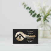Eleganter schwarzer Schlüssel mit goldenem QR-Code Visitenkarte (Stehend Vorderseite)