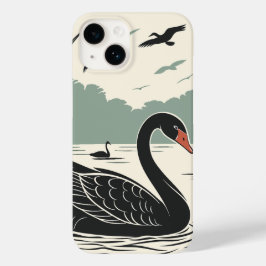 Eleganter Schwarzer Schwan Case-Mate iPhone 14 Hülle