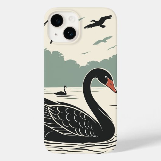 Eleganter Schwarzer Schwan Case-Mate iPhone Hülle (Rückseite)
