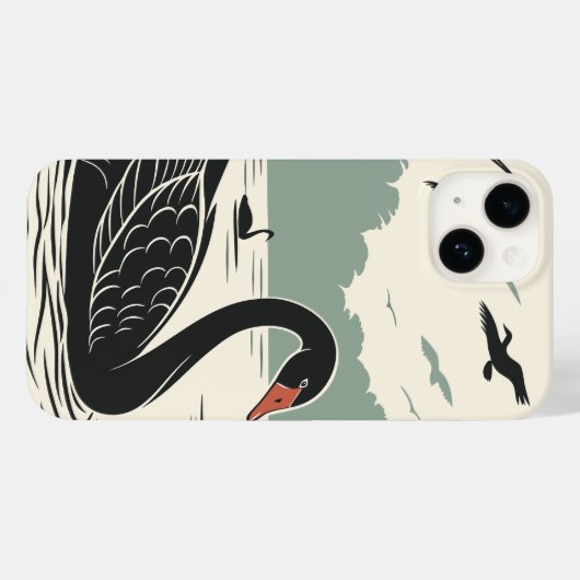 Eleganter Schwarzer Schwan Case-Mate iPhone Hülle (Rückseite (Horizontal))