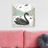 Eleganter Schwarzer Schwan Leinwanddruck (Insitu (Wohnzimmer))