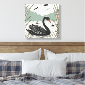 Eleganter Schwarzer Schwan Leinwanddruck (Insitu (Schlafzimmer))