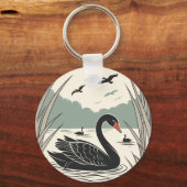 Eleganter Schwarzer Schwan Schlüsselanhänger (Vorderseite)