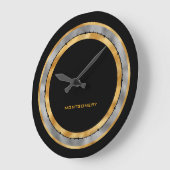 Eleganter Schwarzer Silberstreifen Personalisiert Große Wanduhr (Winkel)