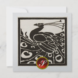 ELEGANTER SCHWARZER SILVER PEACOCK, ROTER RUBY GEM EINLADUNG