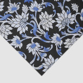 Eleganter Schwarzer, Smoky Blau & Weiße Blütenwein Seidenpapier (Ausschnitt)