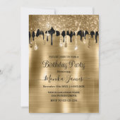 Eleganter Schwarzer Sparkle Glitzer Tropfen Geburt Einladung (Vorderseite)