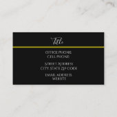Eleganter schwarzer Standard, 3,5" x 2,0" Visitenk Visitenkarte (Rückseite)