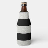 Eleganter Schwarzer Streifen Silberfolie bedruckt Flaschenkühler (Flaschenvorderseite)
