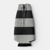 Eleganter Schwarzer Streifen Silberfolie bedruckt Flaschenkühler (Rückseite)