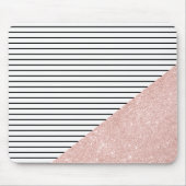 Eleganter, schwarzer Streifen und Rose-Gold-Glitze Mousepad (Vorne)