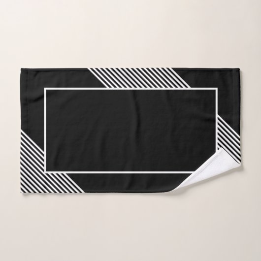 Eleganter Schwarzer Streifen weiß geometrisch Badhandtuch Set (Handtuch)