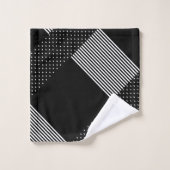 Eleganter schwarzer Streifen, weißer Polka-Punkt g Badhandtuch Set (Waschlappen)