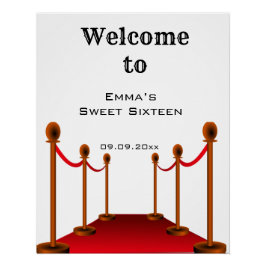 Eleganter schwarzer Teppichboden Sweet 16 Geburtst Poster
