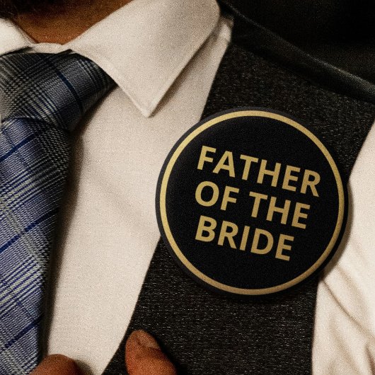Eleganter schwarzer Text Hochzeit Vater der Braut Button
