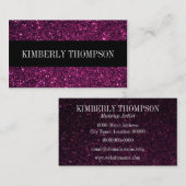 Eleganter schwarzer u. rosa Glitzer Visitenkarte (Vorne/Hinten)