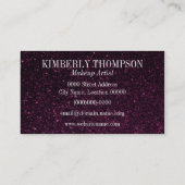 Eleganter schwarzer u. rosa Glitzer Visitenkarte (Rückseite)